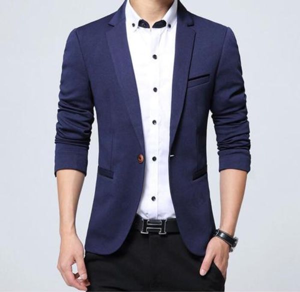 

stylish men's suit coat regular serge blazer 1-button business & casual jacket, White;black