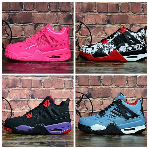 

Wholesale 2019 Kids 4 4s Bred TORO BRAVO Fire Red Black Red Men Women Basketball Shoes sneakers Top quality