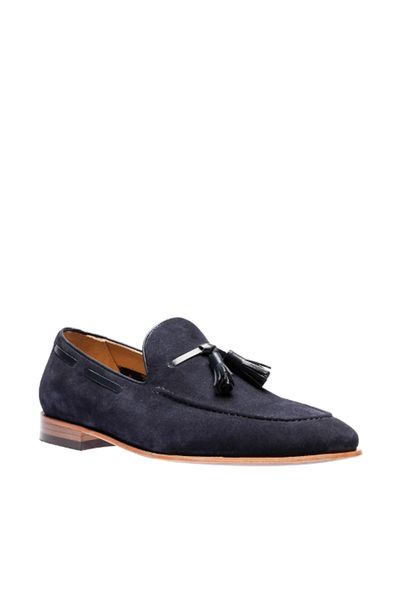

pearl genuine leather suede navy blue men 's loafer 120130001921, Black