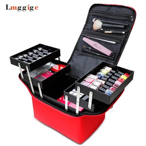 

multi-layer cosmetic case,portable dresser makeup handbag nylon bag ,waterproof make-up artist toolbox suitcase box