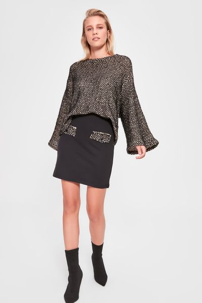 

trendyol pocket detail knitted skirt twoaw20et0469, Black