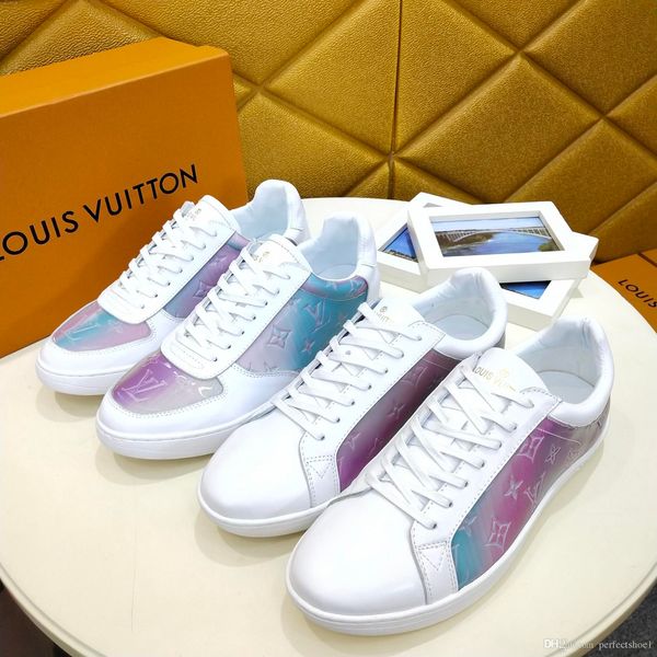 

2020 louÃ¬ vuÃ¬tton colorful genuine leather ca ual hoe running hoe men qaulity port rivoli neaker trainer, Black