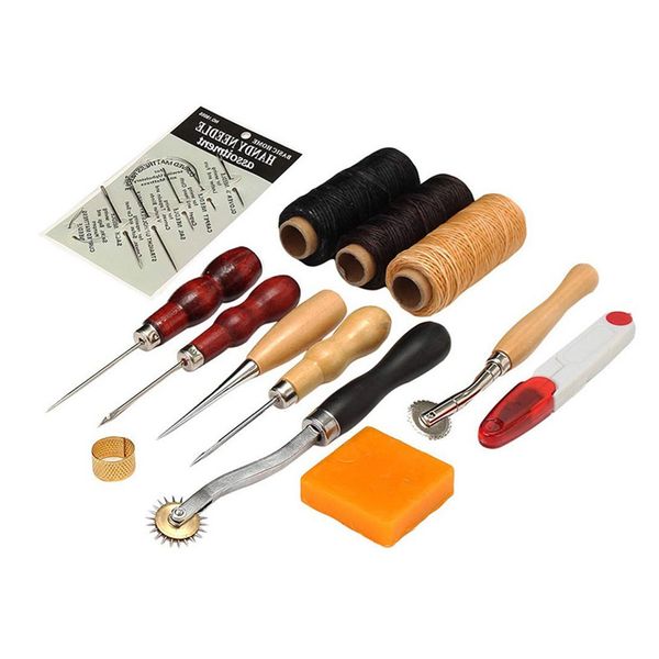 

9/10/13/14/37/59 pcs leather craft tools kit hand diy sewing stitching punch carving work saddle accessories for leather working