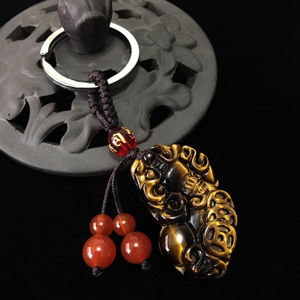 

car key pendants grade tiger's eye pixiu jade keychain pendant men and women-gift lucky brings safety