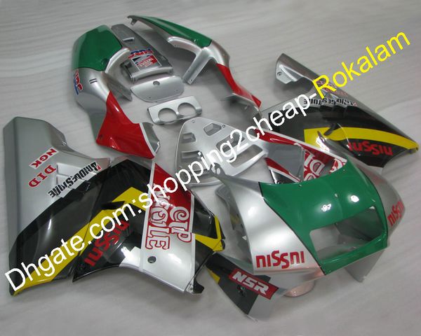 Para Honda Motorcycle Kit 1990 1991 1992 1993 NSR250R MC21 NSR 250 R 90 91 92 93 Conjunto de carenagem de prata verde (moldagem por injeção)