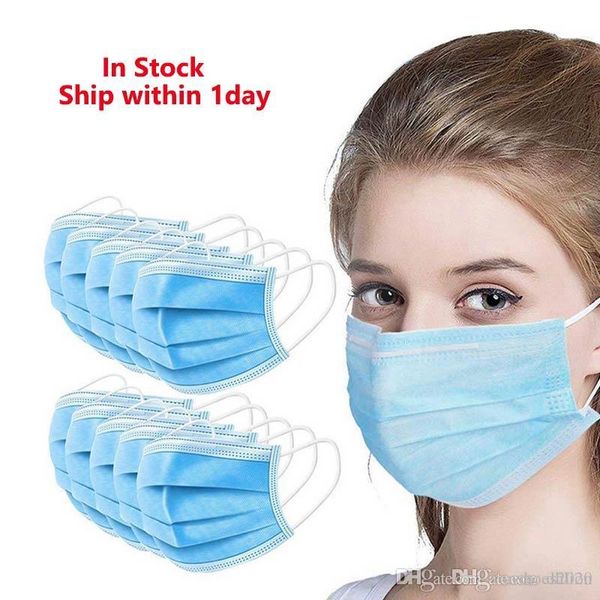 

50 pcs disposable face masks thick 3-layer masks with earloops for salon, home use comfortable in stock mascherine
