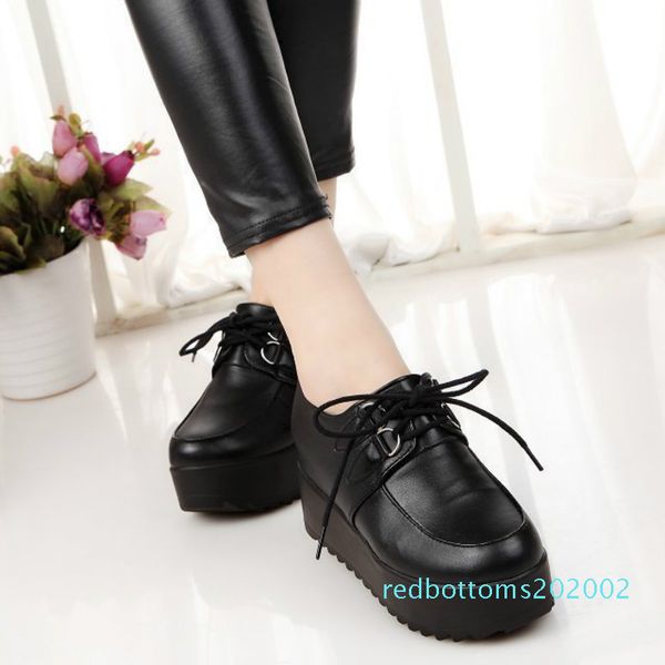 

women sneakers 2020 new fashion women casual shoes trends in female flats platform spring autumn lace up shoes size 35-40 r02, Black