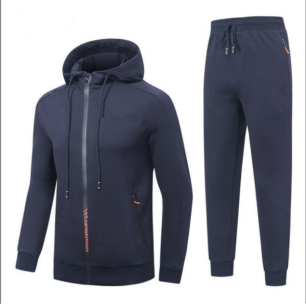 

2020 new pe88798 men's autumn winter hooded windproof running sport suit fitness jogging sports suit can wear sportswear, Gray