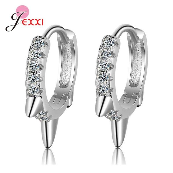

925 sterling silver single row full rhinestones zircon ear buckles white gold hoop earrings jewelry for women as gift, Golden;silver