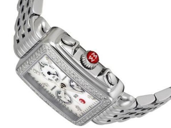 

2019 women watche luxury watche tainle teel bracelet michele deco diamond chronograph day date fully function quartz watch fa hion wo