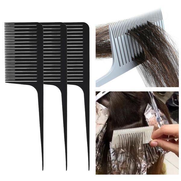 

3pcs abs weave highlighting foiling hair comb for salon hair combs black, Silver