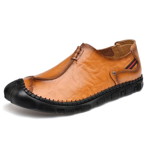 

men's casual shoes loafers mens shoes quality handmade leather shoes man flats moccasins comfortable big size 38-46, Black