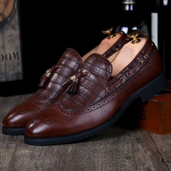 

sapatos masculino new men casual shoes handmade pu leather loafers slip on shoe for men driving moccasins comfy wedding shoes ii, Black
