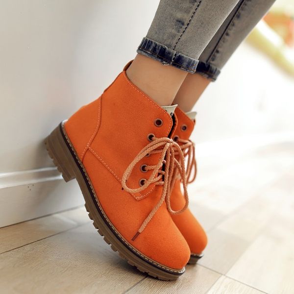 

big size 9 10 11 12 boots women shoes ankle boots for women ladies shoes woman winter solid color round head cross binding, Black