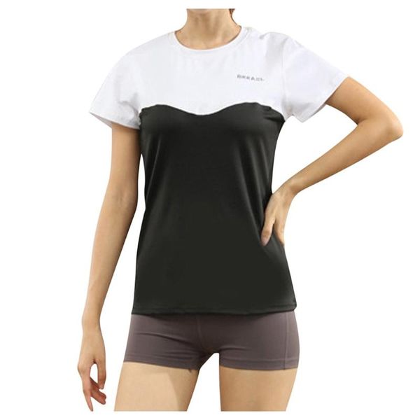 

black white xl women solid yoga shirts o neck plus size sport wear workout fitness quick dry breathable sports shirt, White;red