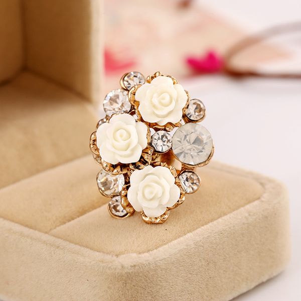 

resin rose adjustable ring in europe and america, Golden;silver