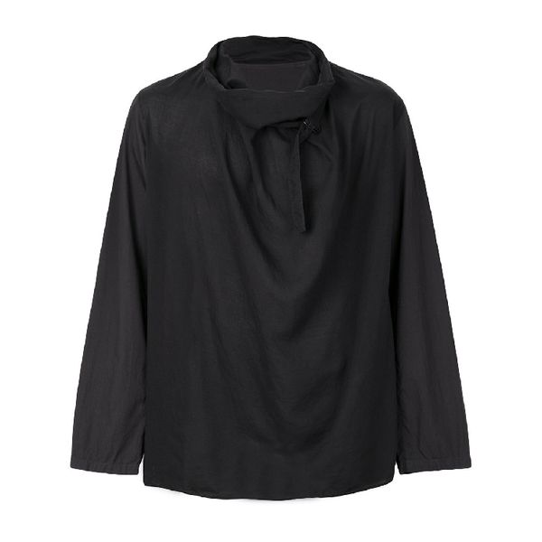 

men's casual shirts customized plus size s-6xl fashion hairdresser personality bundling simplicity pure color long-sleeved shirt, White;black