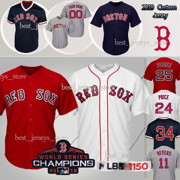 

25 Steve Pearce customized Jerseys Boston Baseball 24 David Price 15 Dustin Pedroia 11 Rafael Devers New hot selling