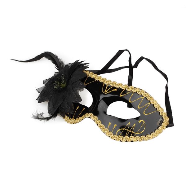 

venetian feather fancy dress masquerade costume carnival party ball mask (black)