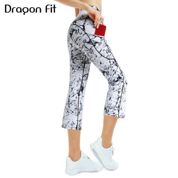 

dragon fit workout flare yoga capris pants women high waist gym leggings wide leg fitness bootleg yoga leggings with pockets, White;red