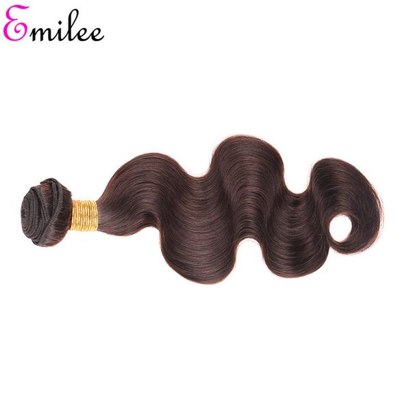 

emilee dark brown ombre hair extensions color 2 body wave bundles 2# remy human hair bundles with closure 18 inch, Black