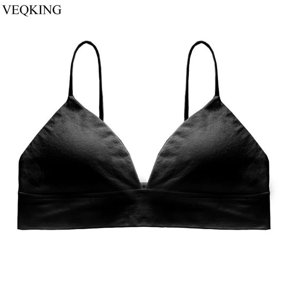 

veqking women seamless sports bra breathable wireelastic thin shoulder strap sports vest padded fitness yoga, White;black