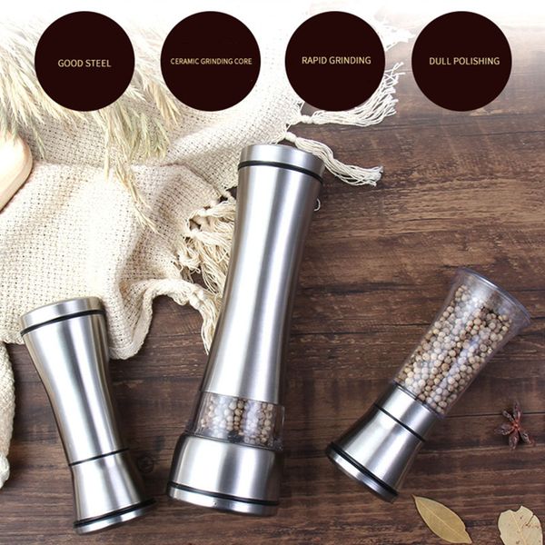 

304 stainless steel grinder adjustable coarseness peppercorn salt mill shakers hfing