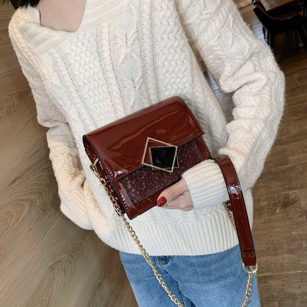 

women's shoulder bag bright 2020 fall winter new korean chain bag diagonal small square