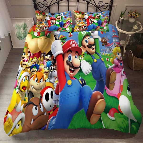 

helengili 3d bedding set mario party print duvet cover set bedcloth with pillowcase bed home textiles #mla37