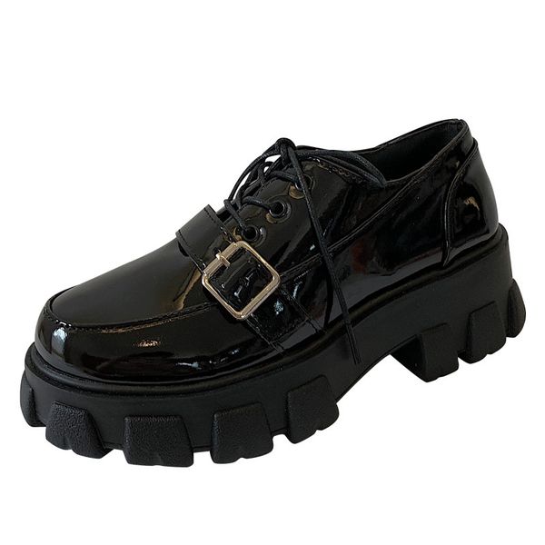 

british style small leather shoes female 2020 new ins retro student korean version wild summer ulzzang single shoes, Black