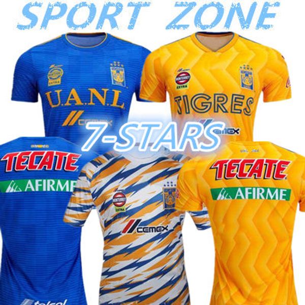 

2019 2020 tigres uanl soccer jersey 19 20 mexico club tigers 7 stars gignac vargas h. ayala sosa away blue kits football shirts, Black