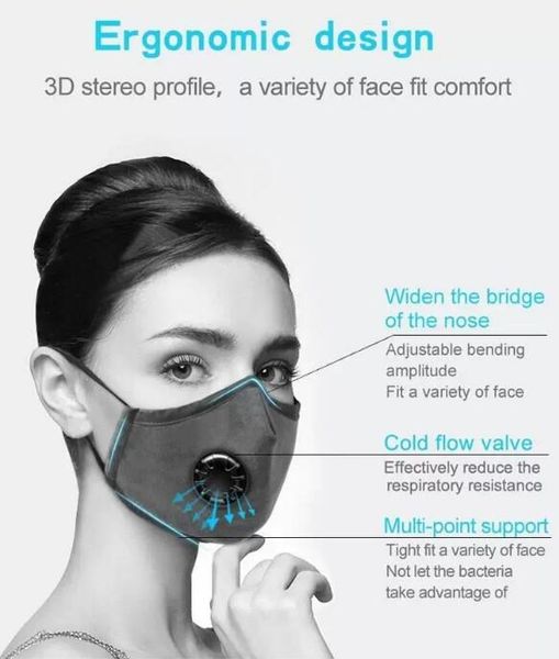 

hotsale 2020 new style quality Half Face Anti-Mask air Pollution складная маска для лица Dust N95 с клапаном 2 фильтра (5 слоев)