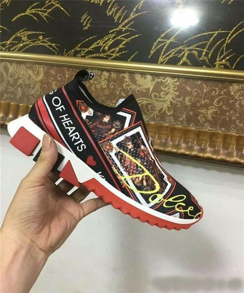

2019 DOLCE & GABBANA D.G Unisex Blue Black White Knit Sorrento Sneaker DG Logo Turquoise Mesh Sneakers Running Casual Shoes
