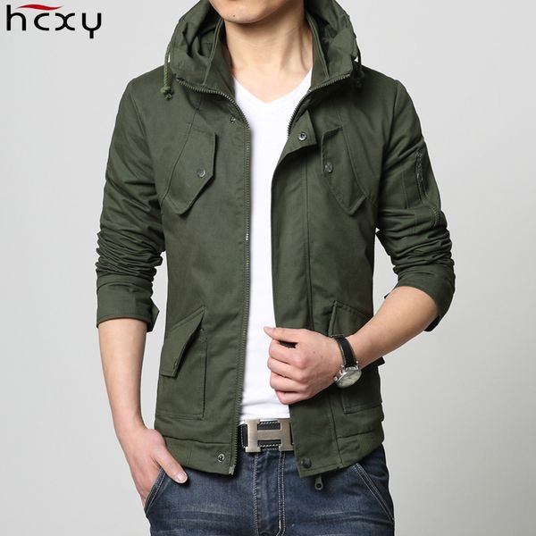 

hcxy 2019 men's jackets coats spring autumn men outwear casual coat full cotton breathable slim fit standing collar elegent, Black;brown