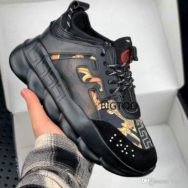 

2019 new men chain sneakes luxury designer sneakers mens women sport shoes leather casual shoes trainers lightweight sole chaussures, White;red