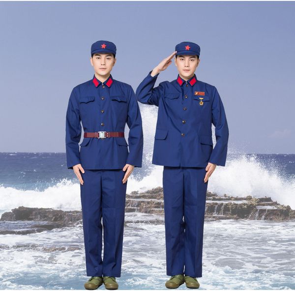 

china vietnam war vestment old style 1965 clothing blue sea chinese navy uniform dacron military suits special labour protection overalls, Black;white