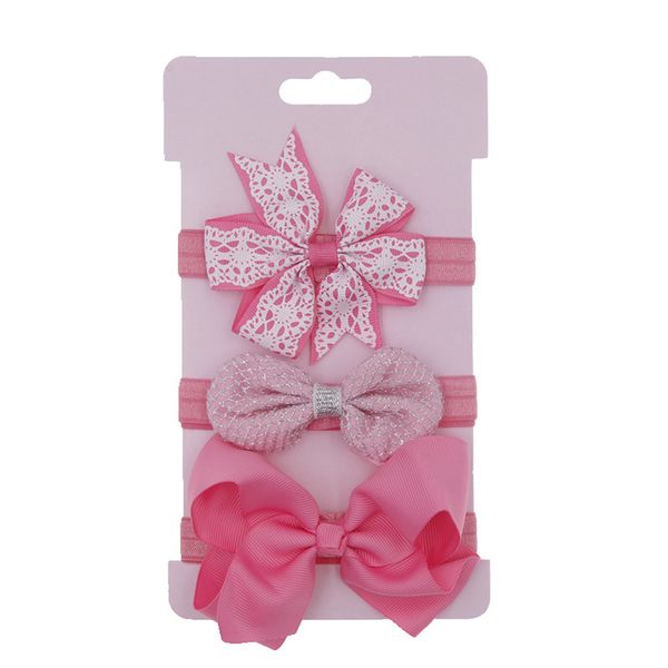 

3pcs/set multi colors bow knot hairband hair band hair accessories baby elastic flower headband for girls, Slivery;white