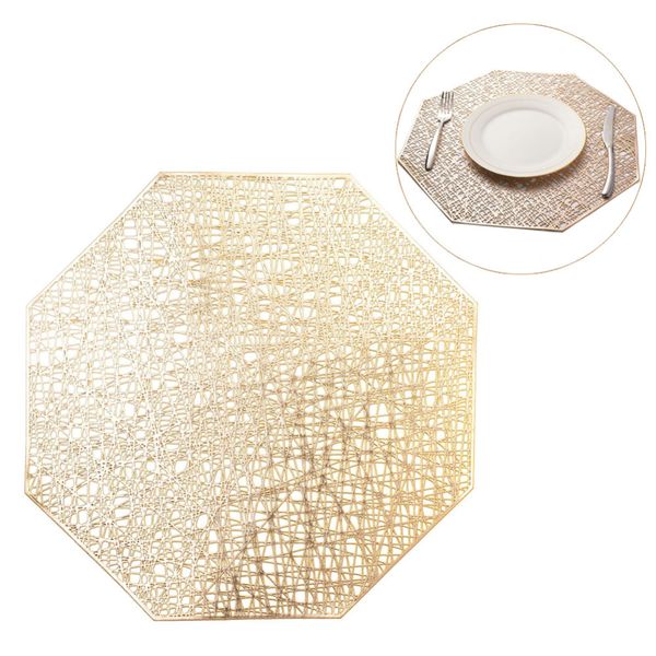 

1/6pcs pvc placemats octagonal hollow waterproof stylish placemat for kitchen dining table bowl mats potholders