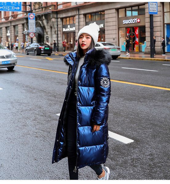 

ystb 2019 winter new women's cotton coat large size thick long section bright cotton clothing, Tan;black