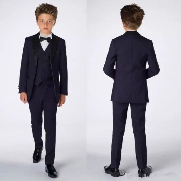 

smart teens tuxedo custom made children party formal pant suits dinner suits wedding groom tuxedos for boys(jacket+pants+vest+bowtie) b001, Black