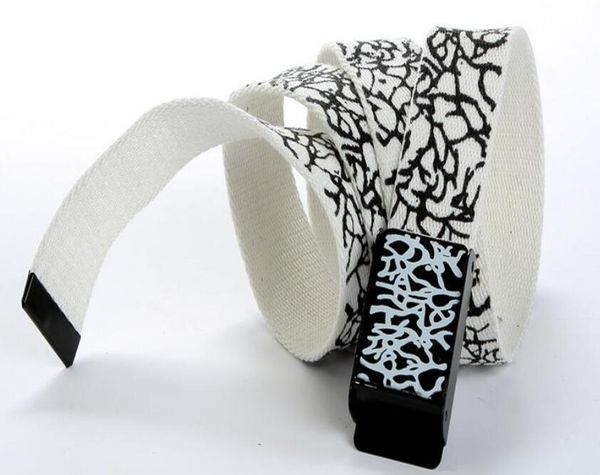 

b03 europe and the united states fashion explosions canvas belt men's tide brand automatic buckle young students belt casual letter be, Slivery;black