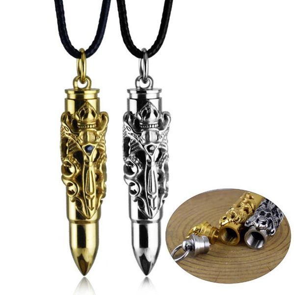 Argento dorato portatile contenitore in acciaio inossidabile Dragon Decoration Case Herb Snuff Snorter Sniffer Holder Cordino Hang Rope Collana fumatori