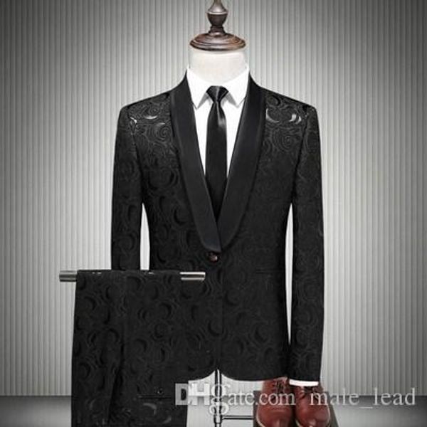 

handsome groomsmen shawl lapel groom tuxedos mens wedding dress man jacket blazer prom dinner 2 piece suit(jacket+pants+tie) 392, Black;gray