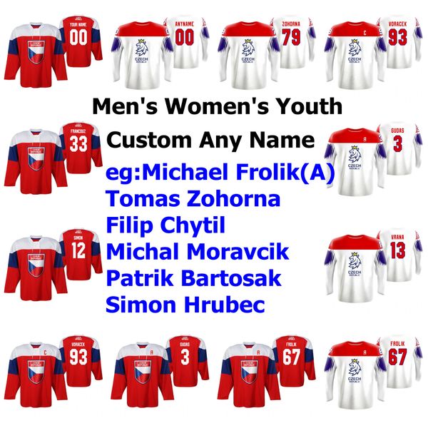 

czech republic 2019 iihf world championship hockey jerseys tomas zohorna jersey filip chytil jan rutta jan kovar francouz custom stitched, Black;red