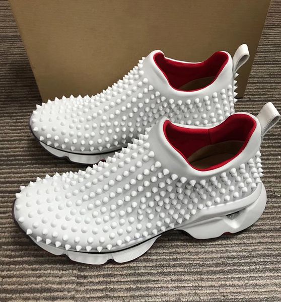 

2019 designer shoes spike sock men sneakers platform red donna flat rubber womens red bottom spike luxury shoes flat trainers 16 color cs04, Black
