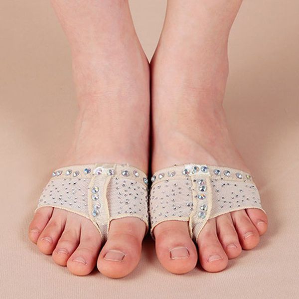 

2pcs/pair rhythmic ballet drill dance shoes gymnastics foot thongs elastic soft lace dancing shoes half sole accessories