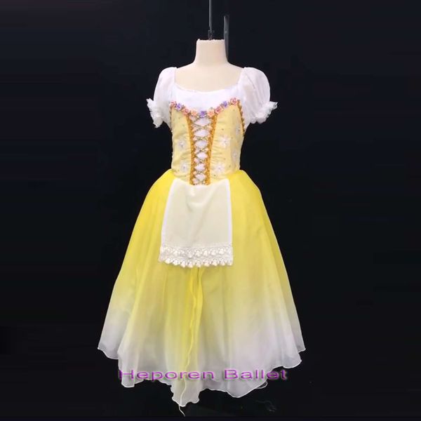 

customized yellow ballet dress for gabrielle performance, giselle spring soft yarn ballet skirt custom, Black;red
