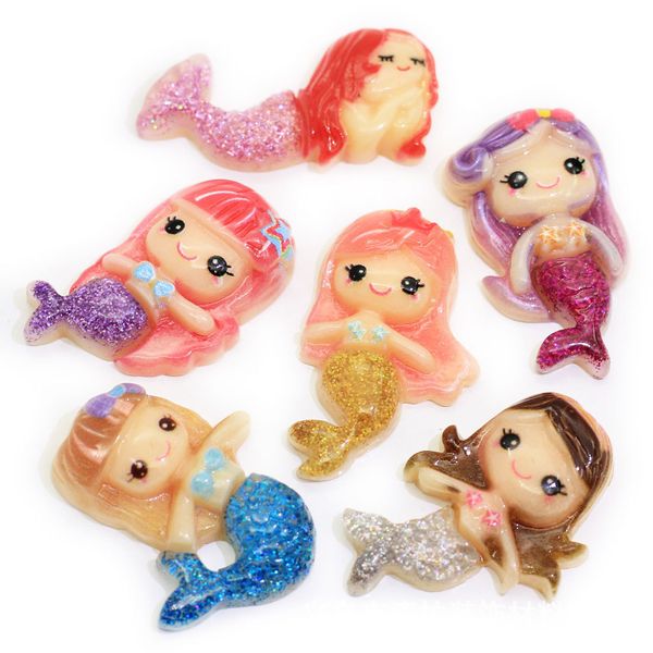 

30 pcs mixed little bead caps mermaid ariel resin flatback scrapbook embellishment diy phone decoration 25x21mm(w03821) jewelry making findi, Silver