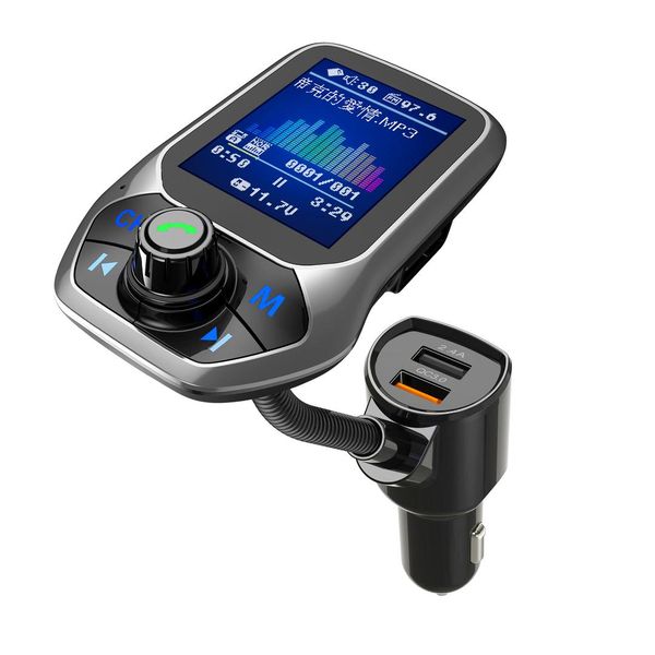 

bluetooth car kit handst43 1.8" color screen display usb 3.0 quick charge fm transmitter mp3 music player bluetooth car kit