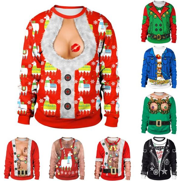 Unisex Men Женщины уродливые рождественские свитер для праздников Санта -эльф Рождество 3D новинка Осенний зимний свитер Осенний зимний свитер